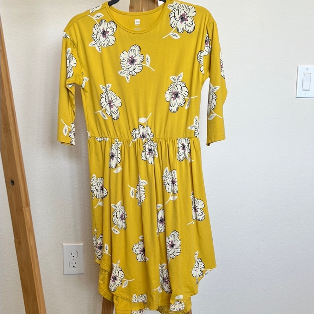 Tea Collection Floral Yellow Kids Dress - Size 14